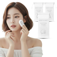후스소프트 골무형 순면 엠보싱 각질제거 피부 결 정리 닦토 클렌징 손가락 양면 엠보 핑거 화장솜, 3개, 75매입