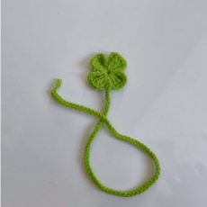 꽃갈피 데이지꽃 들국화 라벤더 네잎클로버 자수 패브릭 뜨개 책갈피 북스토퍼 독서링, 1개, 초록색