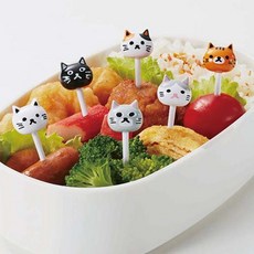 도시락픽 데코픽 토루네 고양이 얼굴픽 6P, 1개, 1개