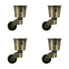 Meprotal 4팩 아연 합금 원형 회전 캐스터 컵 3.8cm(1.24인치) 내부 휠 가구용 그린 브론즈