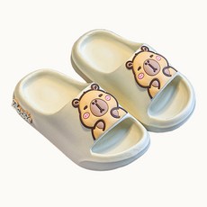 兒童拖鞋男童女童夏季新款室內家居浴室洗澡防滑中大童涼拖鞋, 1個, 正面米白