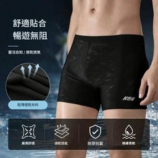 泳褲黑色暗紋男士速乾泳褲高彈性柔韌貼合肌膚耐氯不易老化透氣速乾布料下水輕盈無束縛健身房沙灘泡溫泉平角泳褲