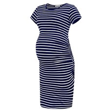 Smallshow 여성용 반소매 임산부 드레스 주름 장식 임산부 의류 블랙. XXL