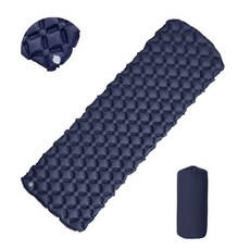 單人雙人 菱形TPU充氣墊，戶外露營登山帳篷野營防潮睡墊, LT01藏青色 吹氣款不帶枕【OPP袋裝