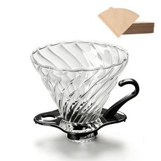 T mark 재 한 이중 레이어 스테인리스 스틸 필터가 있는 푸어 오버 커피 메이커 600ml 20온스 BPA 프리 유리 카라페 드리퍼 브루어 261720