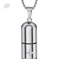 캡슐 모양 목걸이 펜던트 스테인리스 스틸 향수 보관 액세서리 개인 소지품 보관, 1개