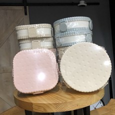 CHENset 餅乾造型 零食盒 五分格 收納盒, 1個, 圓型穀米色