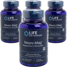 LIFE EXTENSION Neuro-Mag左旋蘇糖酸鎂素食膠囊, 90顆, 4罐