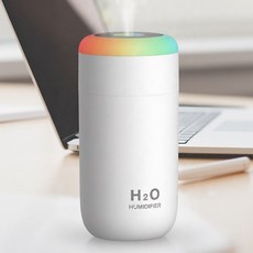 브레온 레인보우 미니가습기 초미세분무 저소음 LED무드등, 클라우드 화이트