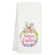 He is Risen 크리스찬 부활절 주방 타월 토끼 핸드 타월 접시 타월 가정 주방 욕실 농장 티 타월 밀가루 자루 타월 40.6 x 61cm(16 x 24인치) 귀여운 부활, Wreath