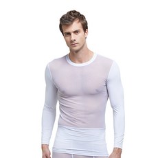 GearX 男士奢華夏季網眼長袖圓領酷打底上衣