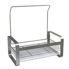 PM6廚房水槽抹布架抹布晾乾架全不鏽鋼掛勾型水槽廚房清潔刷架, 不鏽鋼支架款