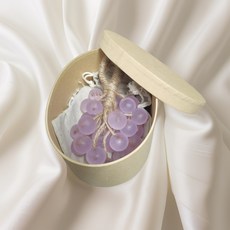 크리스탈 포도 비누 포도송이 수제 비누 에센셜 오일 비누 목욕 손세정 지속적인 향기 모조 과일 비누, 네이키드 스트링] 핑크 ≒ 30개 - 약 210g