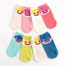 렌느 핑크퐁양말 캐릭터 아기상어 어린이집 유치원 유아 아동 발목 입체양말 4족세트