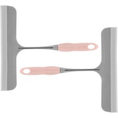 NUOBSTY 2pcs T자형 실리콘 워터 스퀴지 세트 자동차 앞유리 및 창문 청소용 부드러운 분홍색 손잡이가 있는 다목적 유리 스크레이퍼 샤워 사용용