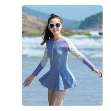 삐삐네옷가게 여아 수영복 플레어서프 배색 스커트 래시가드 + 수영모