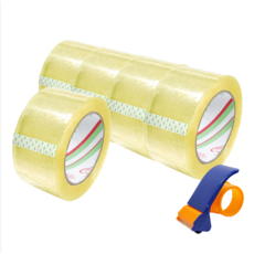 歐達數位 48mm x 100y 高黏性透明封箱膠帶 贈專用切割器, 1套, 一組(五入) / 贈切割器