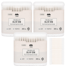 그린내일 대나무 멸균 면봉, 3개, 300개입