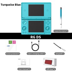 안베르닉 RG DS 휴대용 게임 콘솔 4인치 IPS 듀얼 스크린 안드 4000mAh 플립 비디오 게임 플레이어 리셀HK 와이파, 128G 4K Games, Turquoise Blue