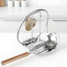 슈레보 주방필수 스테인리스 냄비 뚜껑 조리도구 받침대, 1개, 실버