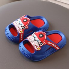POPO童鞋 汪汪隊卡通輕量兒童拖鞋 室內外兩用舒適小孩拖鞋 寶藍毛毛-J8877【內長16公分】