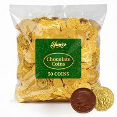 Gold Chocolate Coins 50 Pack of Gold Chocolate Coins Bulk Ideal Coin Candy for Themed Parties Eve, 50개, 1ml