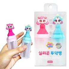 캐치티니핑 실리콘 투약병 22cc 2개입 유아 캐릭터 재사용 실리콘 약병, 3개, 하츄핑 초롱핑