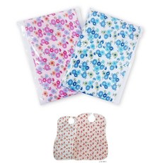 요양원 어르신 생활방수 음식물받이 터받이 편리 노인용 턱받이 흘림방지 위생, 잔꽃핑크, 1개