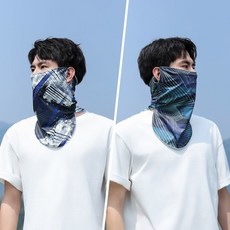 新透氣孔防曬面罩冰袖男士夏季防紫外線脖套全臉透氣騎行遮陽, 【面罩換洗】都市迅影+星染線條, 1個