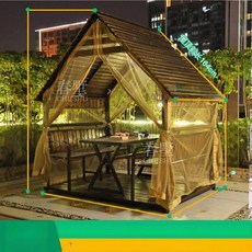 조립식 파고라 바베큐장 옥상 농막 아우토라 원두막, 6인용 바닥재 스크린 커튼 태양광 조명
