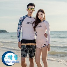 水精靈 長袖速乾材質防曬水母衣/潛水衣/衝浪衣 UPF50+, 男,白色灰袖上衣,3XL