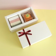 화과자 2구 포장 떡상자 슬리브 박스 50개, 화이트