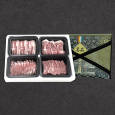 [예약발송] 국내산 한돈 4구 선물세트, 삼겹/삼겹/목살/목살 400g