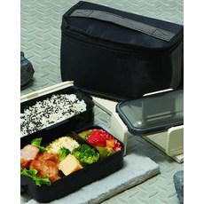 직장인 2단 블랙 도시락통 보온 보냉 가방세트, 1개