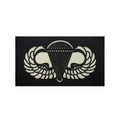 桃園出貨-空降傘兵胸條夜光魔鬼氈章IR紅外夜間識別章戰術士氣徽章 魔鬼氈臂章 士氣魔00, M00302-1   反光空降傘兵（黑色, 1個