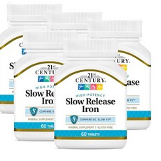 21센추리 슬로우 릴리스 철분 타블렛 21st Century Slow Release Iron Tablets, 5개, 60정