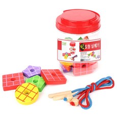 두돌아기 대형 원목 입체 도형 실꿰기 장난감 구슬 여자아이 고리 퍼즐놀이 감각 촉감, 1개