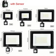 호환LED 투광 조명 PIR 모션 센서 야외 Led 스포트라이트 10W 20W 30W 50W IP66 방수 정원 가로등, 01 with Sensor, 05 30와트