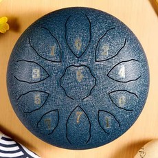 空靈鼓 手碟 專業兒童8音15音 忘憂鋼舌色空鼓 忘憂鼓 打擊樂 多尺寸可選 可刻字, 1個, 【8寸11音】藏青色-葉片款