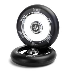 Limit Pro Scooter W힐 110mm - 스턴트 트릭 스쿠터용 스쿠터 교체 휠 오일 슬릭 할로우 코어 ABEC-9 베어링 설치 페어 포함_171360, 블랙/실버_171360