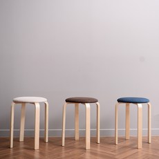 아이코닉하우스 플레인 원목 패브릭 스툴, 네이비, 1개