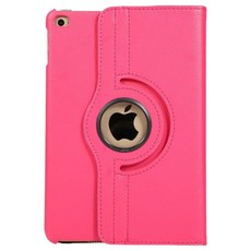 iPad Mini6 / iPad Mini7 荔枝紋旋轉皮套 多角度支撐 精準孔位 平價優質, 玫紅色, 1個, iPad Mini 7皮套