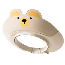 嬰幼兒洗髮帽兒童洗髮神器寶寶洗頭擋水護眼護耳可調節洗髮帽, 防水洗碼帽-卡其熊, 1個