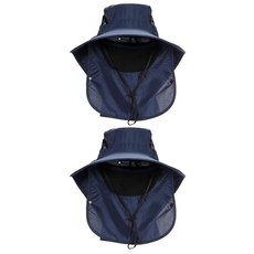 HARFINGTON 하핑턴 2개 세트 와이드 브림 버킷 햇 폴리에스터 선 프로텍션 유니섹스 피싱 캡 탈부착 가능한 목 얼굴 플랩 해변 하이킹 정원 잔디 작업 캠핑 야외 네이비, Navy