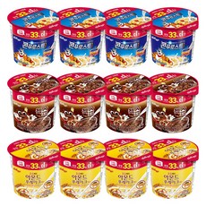 켈로그 컵시리얼 3종세트 (콘푸로스트30gx4+첵스초코30gx4+아몬드푸레이크30gx4), 1세트