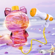 【台灣 出貨】 背包水槍 水槍 水槍背包 水槍-彩虹馬2000ML 卡通水槍 水槍 大容量 水槍玩具 兒童水槍 背式水槍, 1個, 水槍-粉KT1200ML