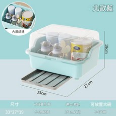 LWWYAREA 翻蓋防塵瀝水奶瓶收納箱 嬰兒用品輔食餐具收納盒, 小號寶石藍 防塵防蟲 瀝水, 小號寶石藍 防塵防蟲 瀝水
