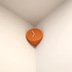 스너글리 코너 벽시계 예쁜 인테리어 거실 사무실 원형 디자인 무소음 모서리 8인치, 음각/오렌지