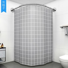 簡約小灰格浴簾 加厚滌綸布 防水 附環扣, 寬200×180北歐小灰格