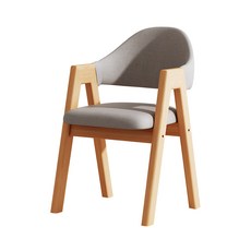 北歐風實木餐椅 灰原木色 橡膠木棉麻面料 電腦椅 辦公椅 學習椅, 1個, 北歐風實木椅 (灰+原木色), 灰+原木色